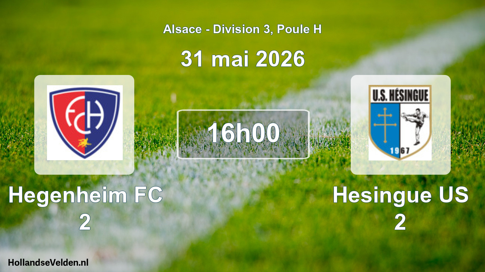 Match programmé: Hegenheim FC 2 - Hesingue US 2 (31 mai 2026)