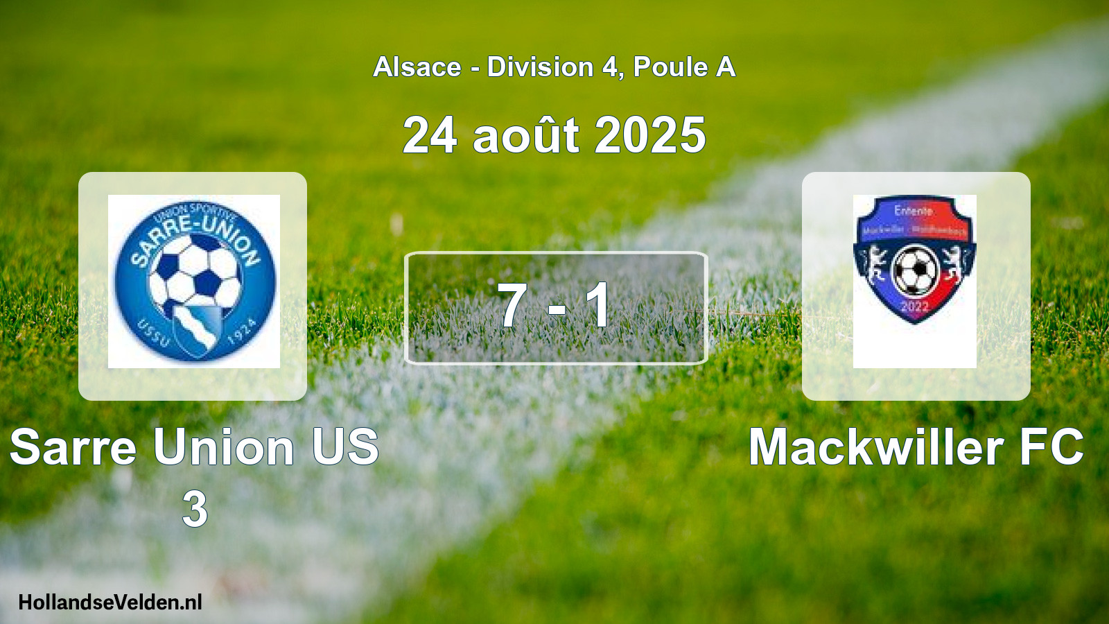 Match joué: Sarre Union US 3 - Mackwiller FC 7 - 1 (24 août 2025)