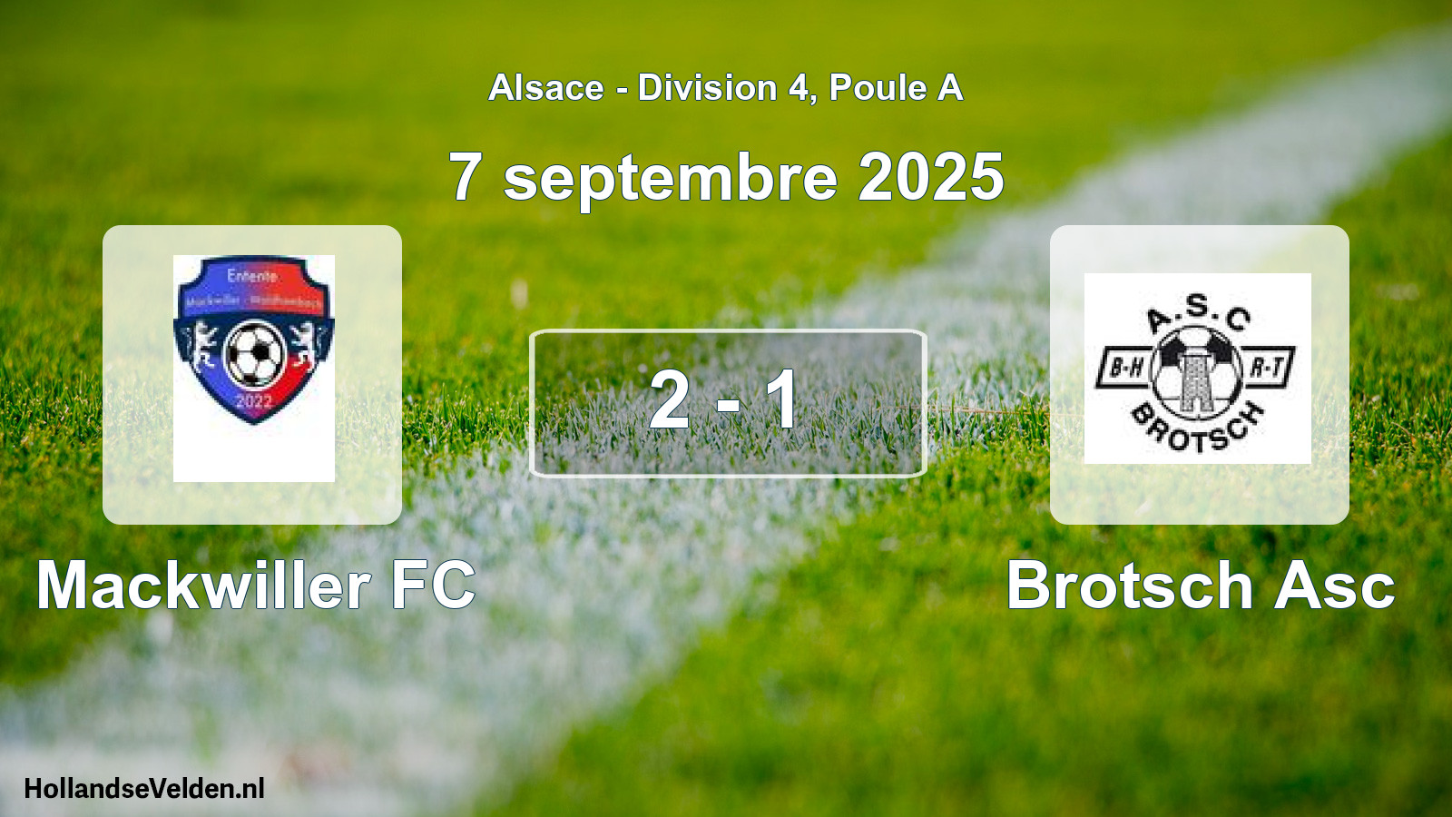 Match joué: Mackwiller FC - Brotsch Asc 2 - 1 (7 septembre 2025)
