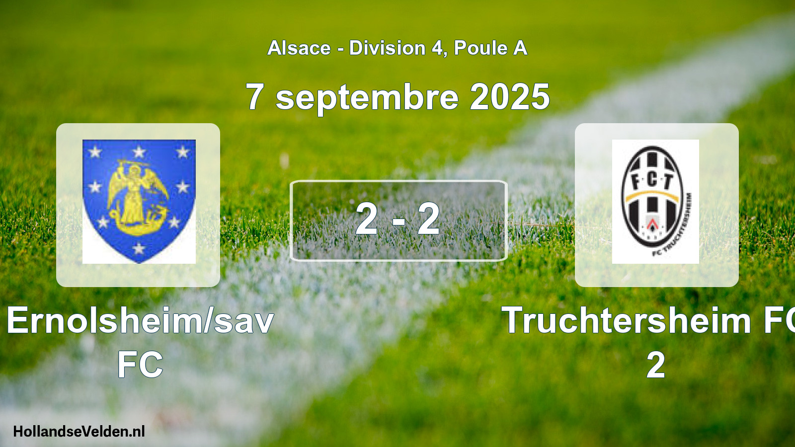 Match joué: Ernolsheim/sav FC - Truchtersheim FC 2 2 - 2 (7 septembre 2025)