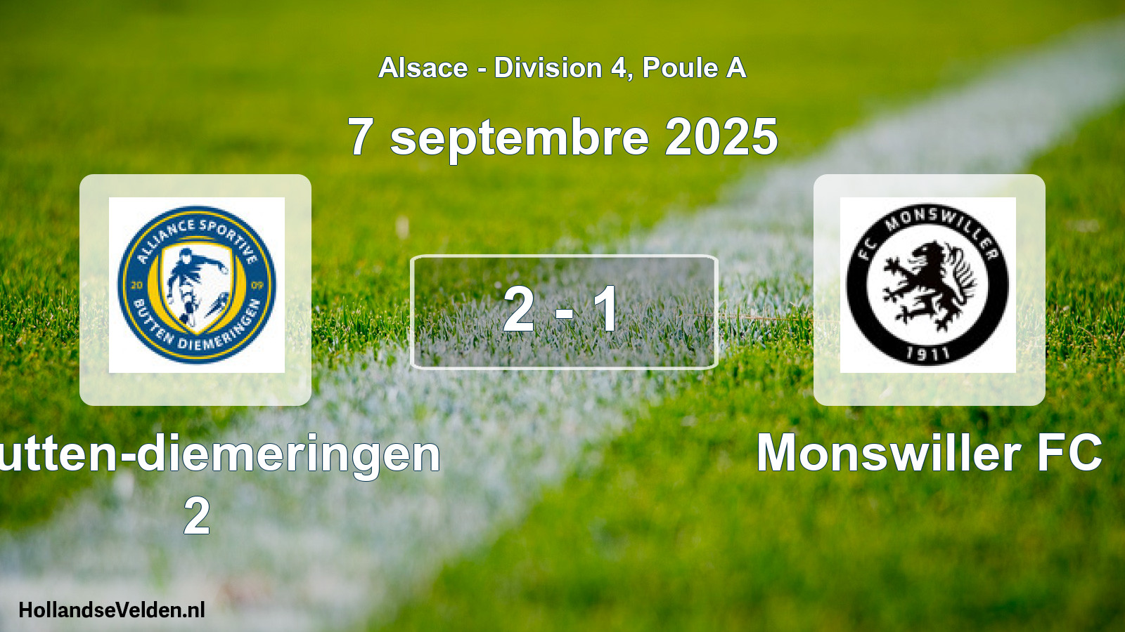 Total number of matches played: Butten-diemeringen 2 - Monswiller FC 2 - 1 (7 September 2025)