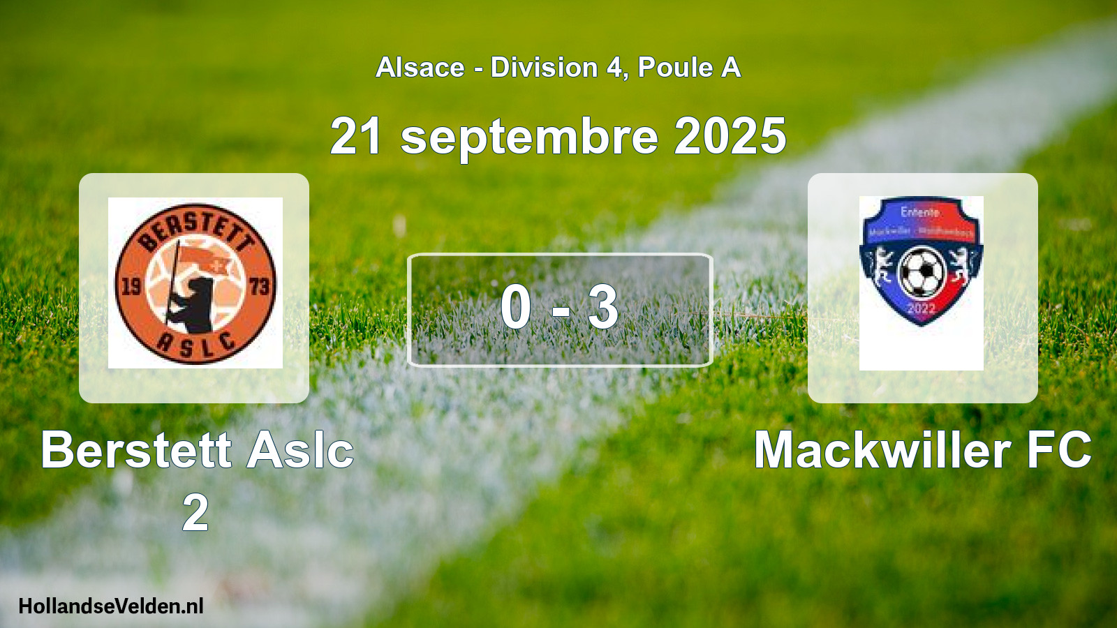 Total number of matches played: Berstett Aslc 2 - Mackwiller FC 0 - 3 (21 September 2025)