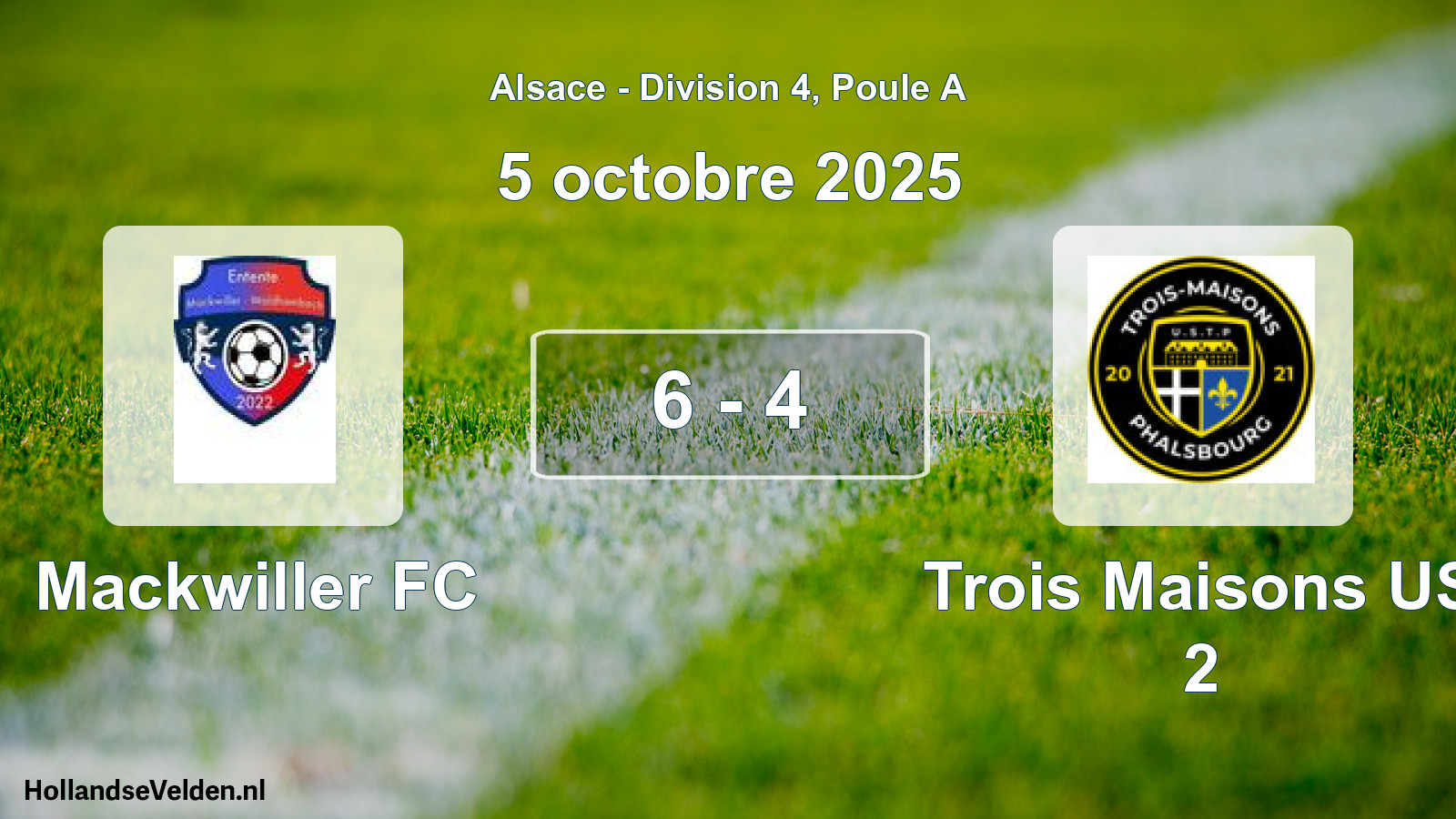 Match joué: Mackwiller FC - Trois Maisons US 2 6 - 4 (5 octobre 2025)