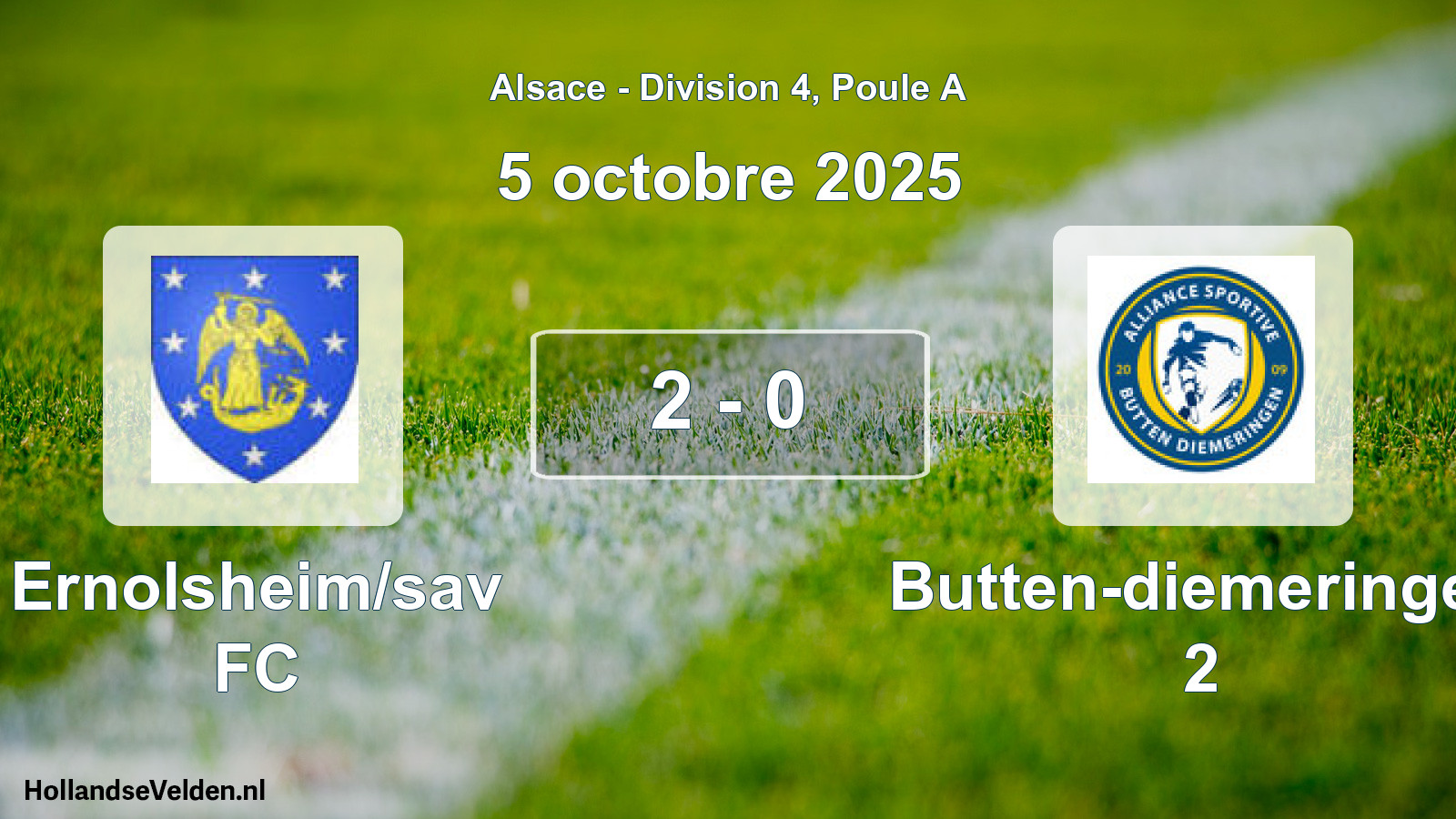Match joué: Ernolsheim/sav FC - Butten-diemeringen 2 2 - 0 (5 octobre 2025)