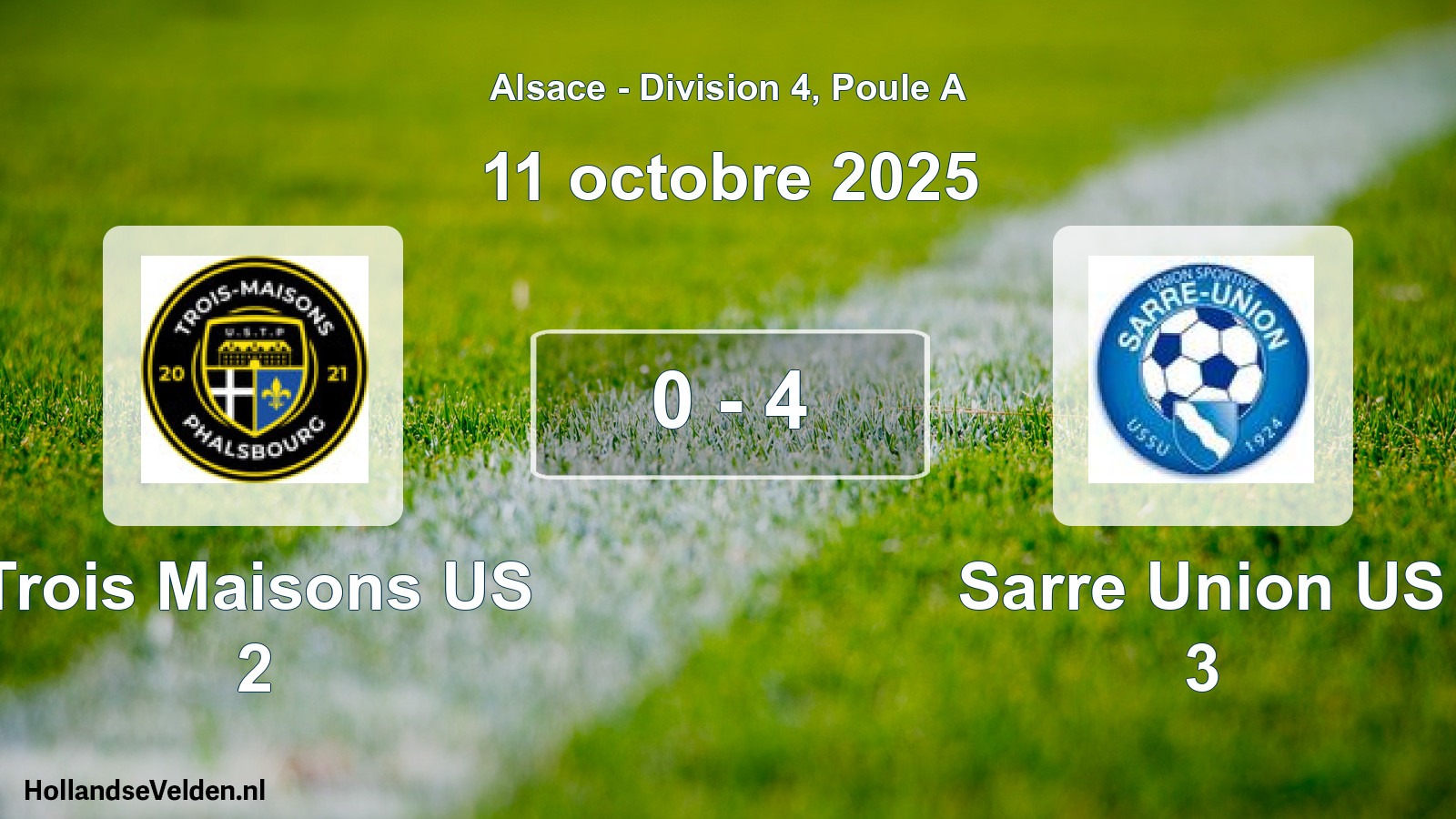 Match joué: Trois Maisons US 2 - Sarre Union US 3 0 - 4 (11 octobre 2025)