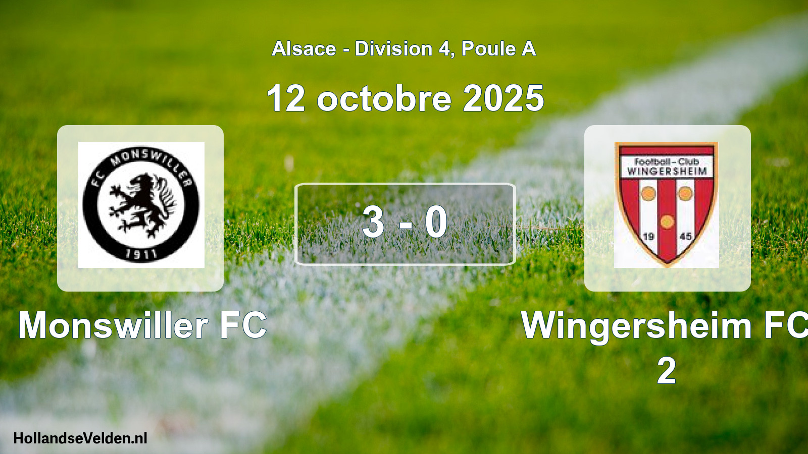 Match joué: Monswiller FC - Wingersheim FC 2 3 - 0 (12 octobre 2025)