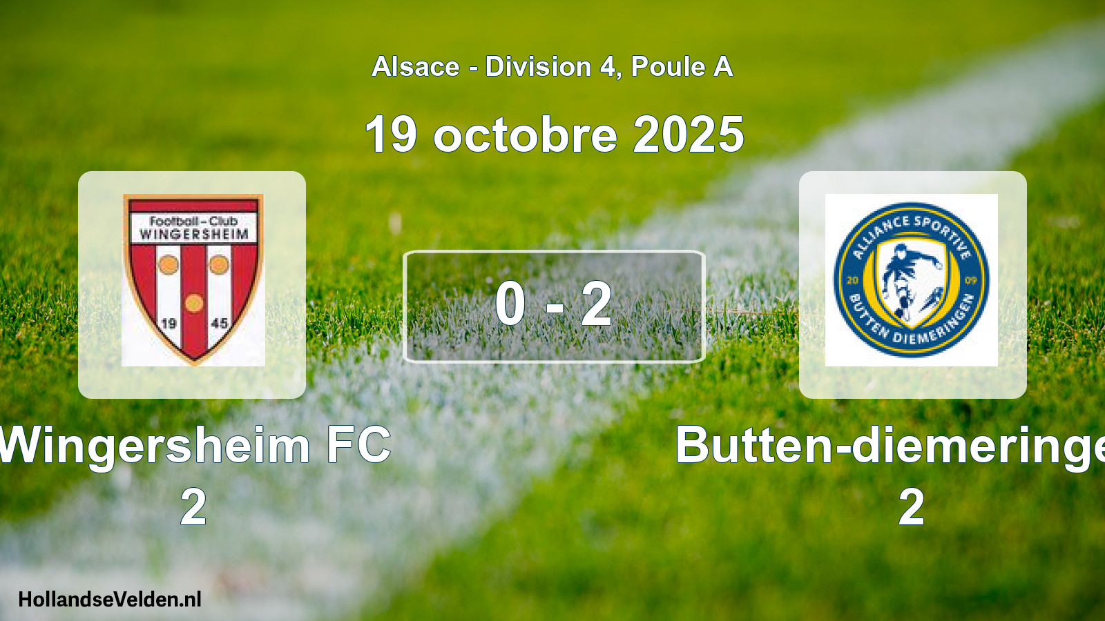 Match joué: Wingersheim FC 2 - Butten-diemeringen 2 0 - 2 (19 octobre 2025)
