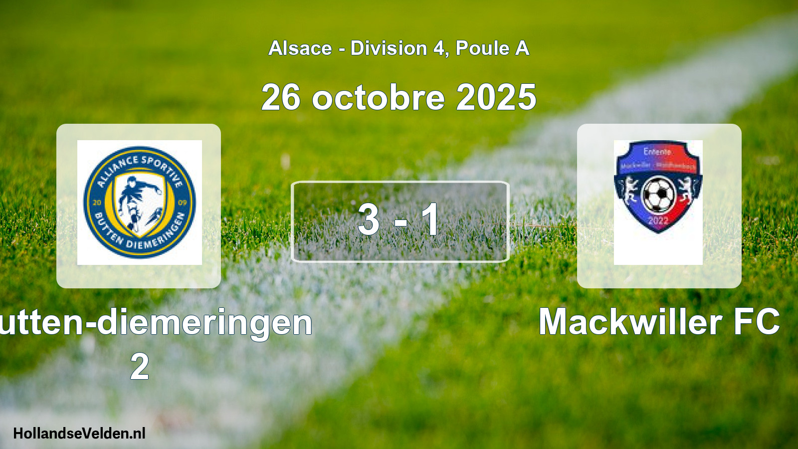Total number of matches played: Butten-diemeringen 2 - Mackwiller FC 3 - 1 (26 October 2025)