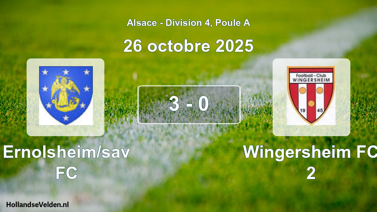 Total number of matches played: Ernolsheim/sav FC - Wingersheim FC 2 3 - 0 (26 October 2025)