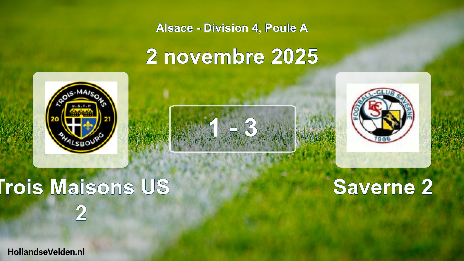 Match joué: Trois Maisons US 2 - Saverne 2 1 - 3 (2 novembre 2025)