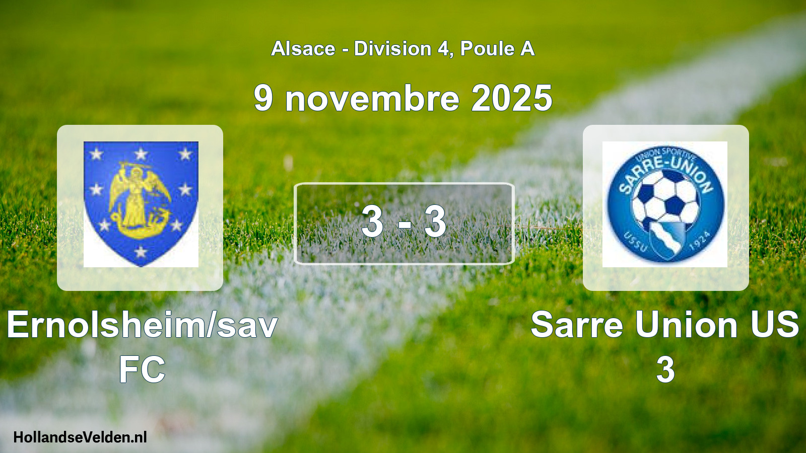 Match joué: Ernolsheim/sav FC - Sarre Union US 3 3 - 3 (9 novembre 2025)