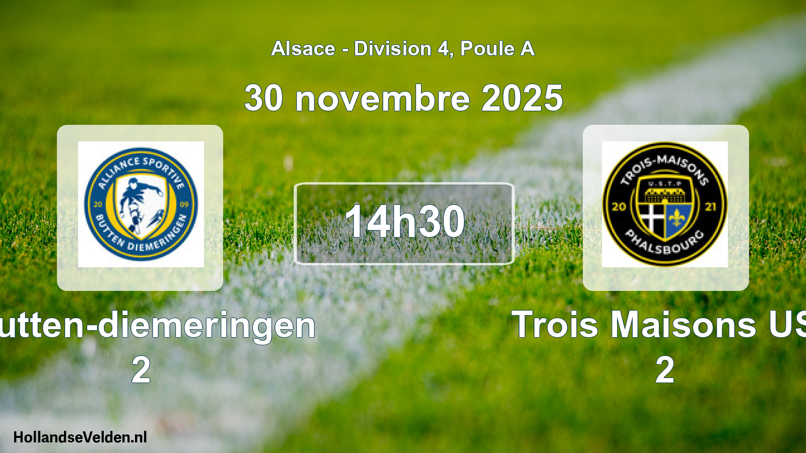 Match programmé: Butten-diemeringen 2 - Trois Maisons US 2 (30 novembre 2025)