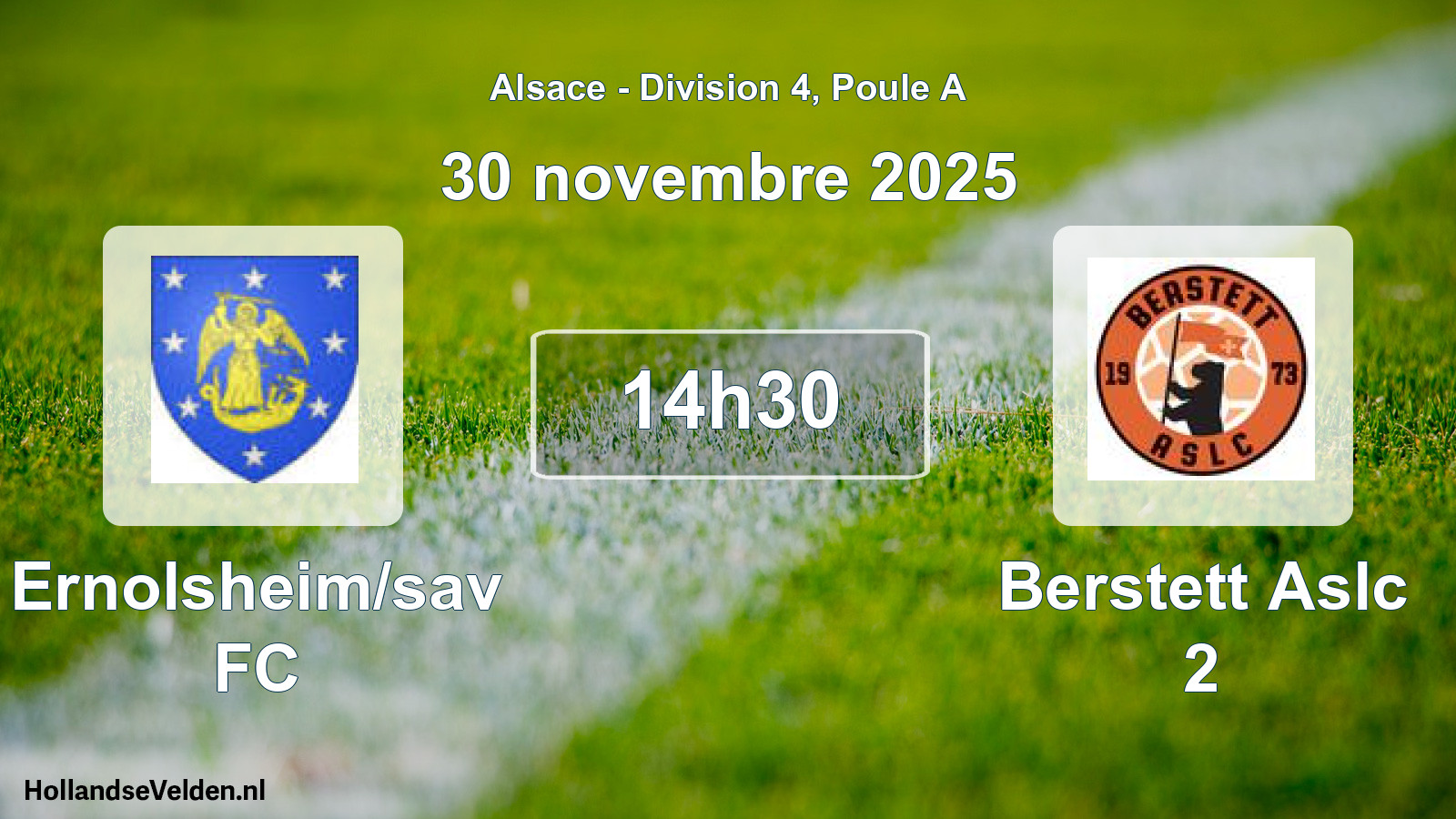 Geplande wedstrijd: Ernolsheim/sav FC - Berstett Aslc 2 (30 november 2025)