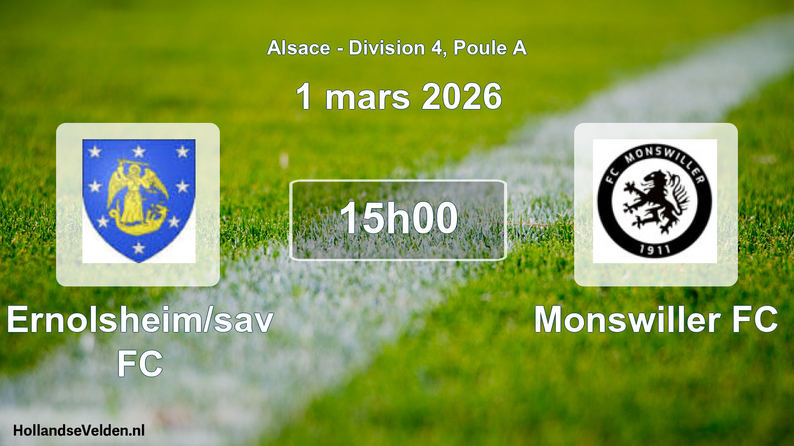 Scheduled Match: Ernolsheim/sav FC - Monswiller FC (1 March 2026)