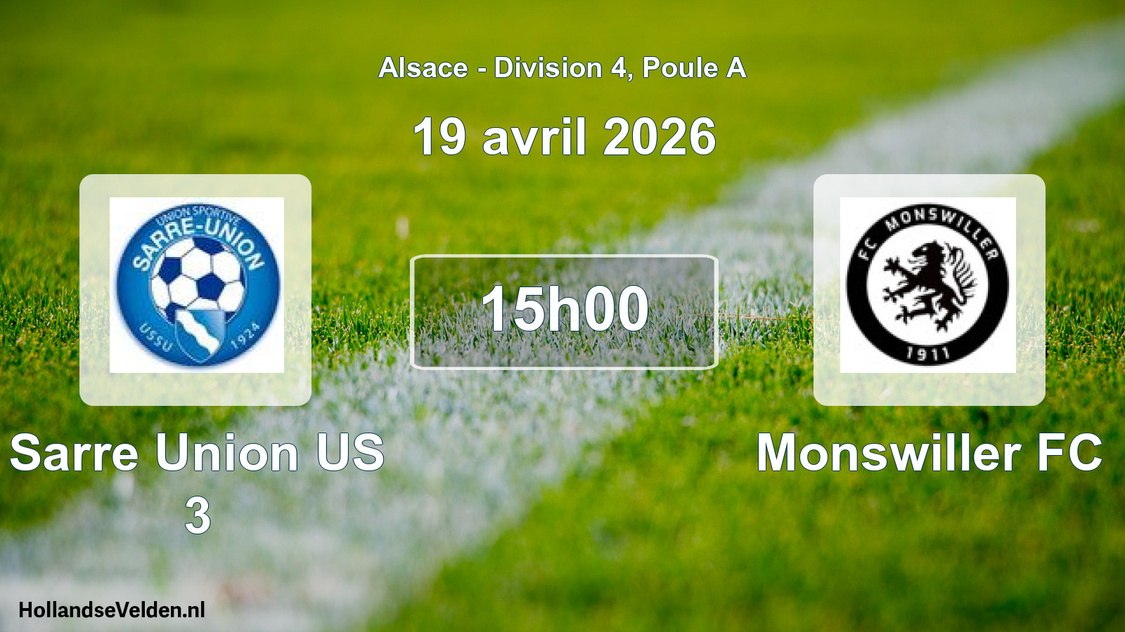 Geplande wedstrijd: Sarre Union US 3 - Monswiller FC (19 april 2026)