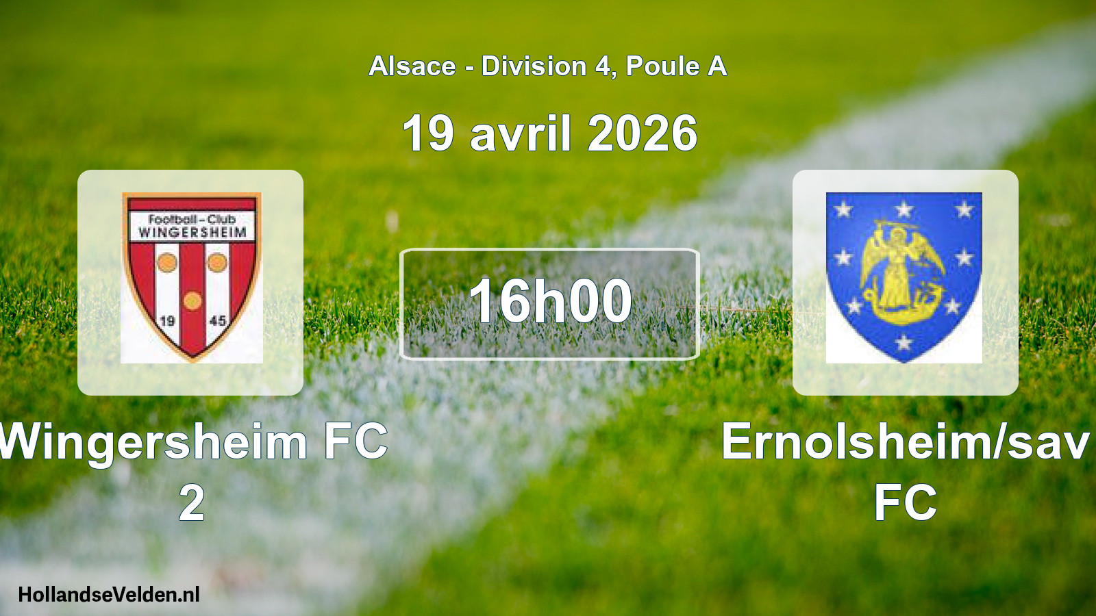 Geplande wedstrijd: Wingersheim FC 2 - Ernolsheim/sav FC (19 april 2026)