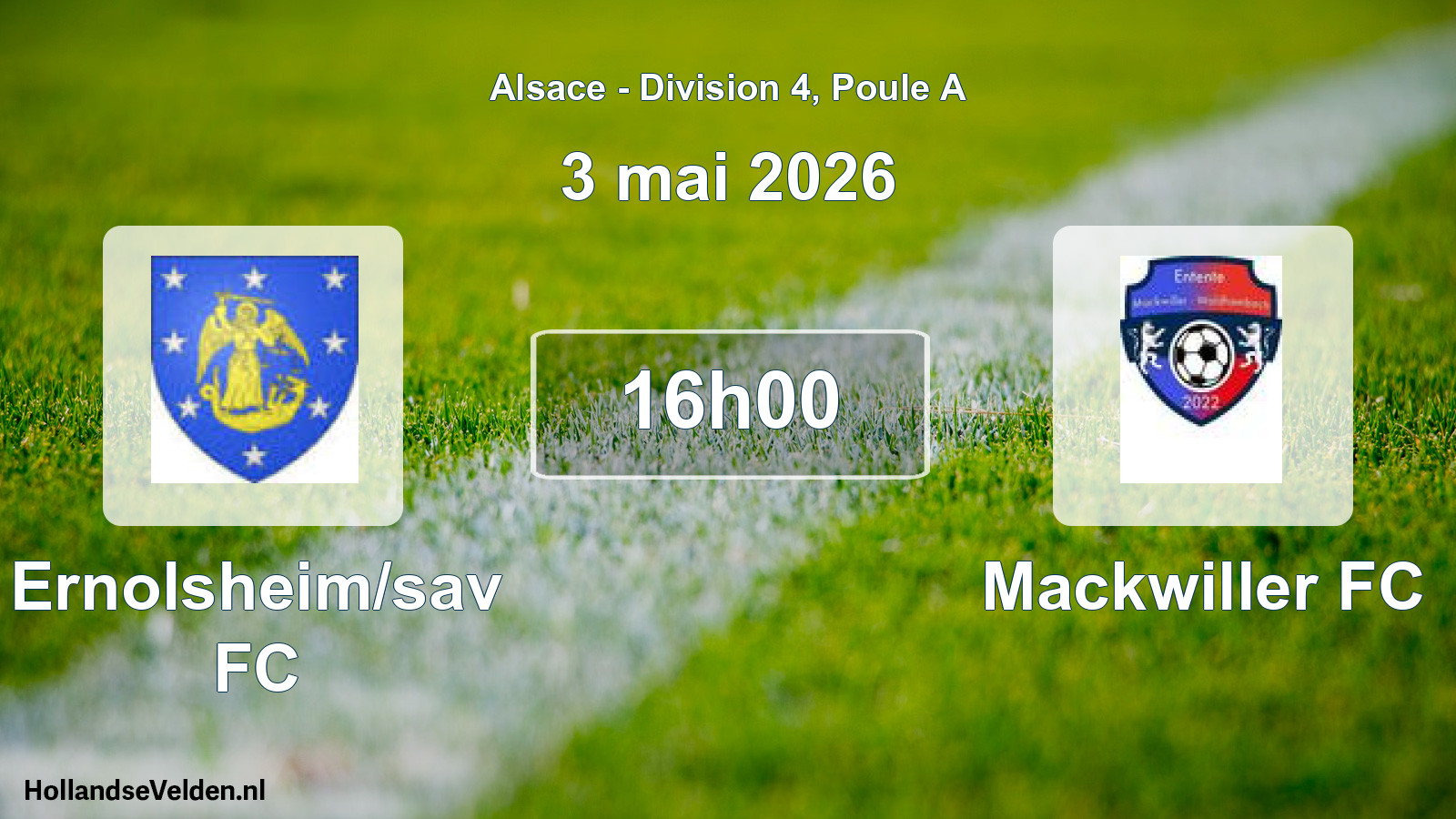 Match programmé: Ernolsheim/sav FC - Mackwiller FC (3 mai 2026)