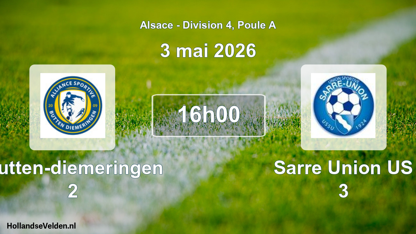 Match programmé: Butten-diemeringen 2 - Sarre Union US 3 (3 mai 2026)