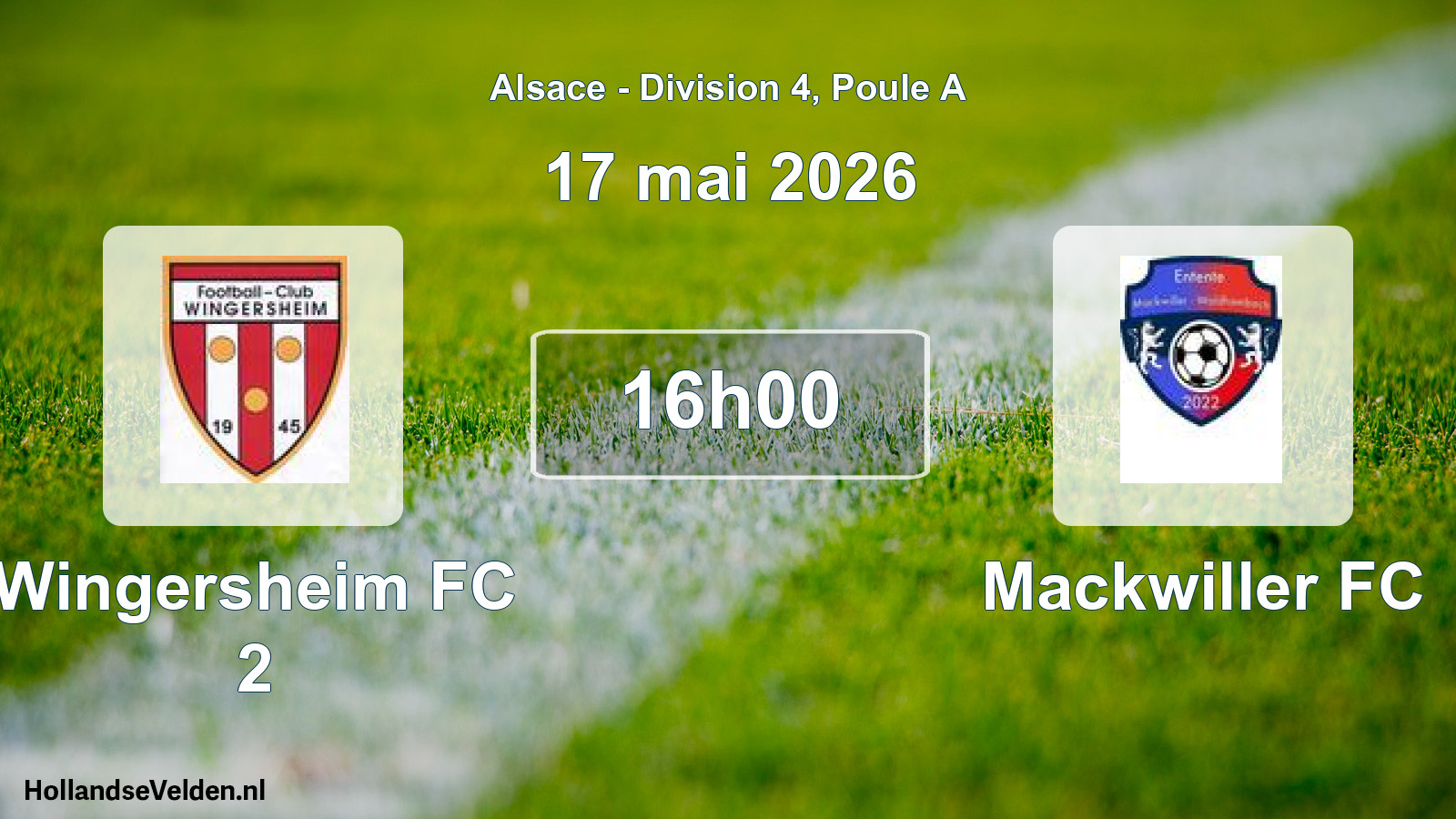 Match programmé: Wingersheim FC 2 - Mackwiller FC (17 mai 2026)