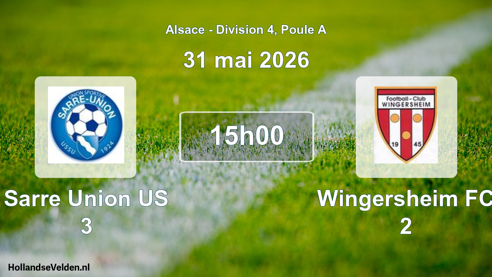 Match programmé: Sarre Union US 3 - Wingersheim FC 2 (31 mai 2026)