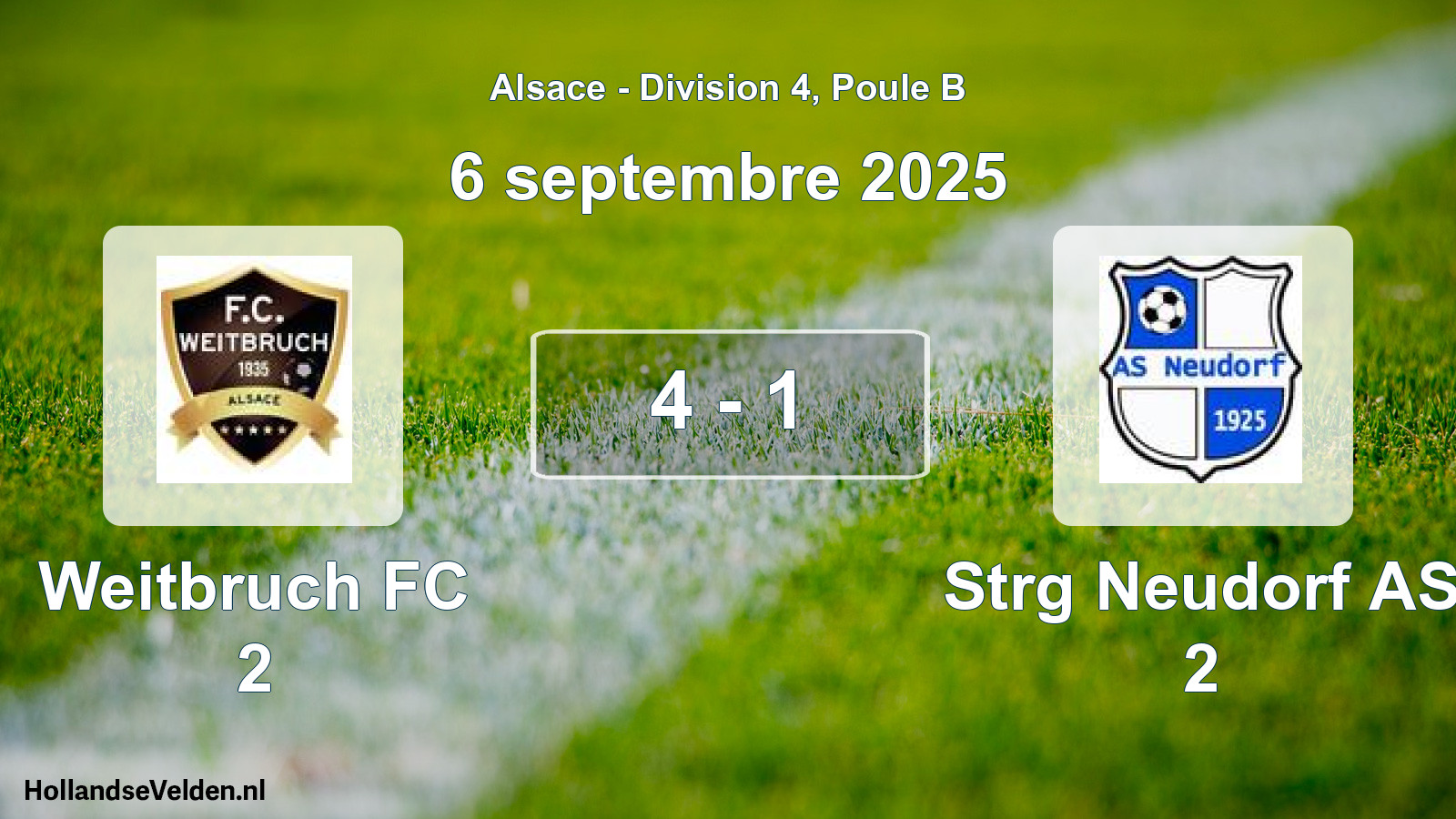 Match joué: Weitbruch FC 2 - Strg Neudorf AS 2 4 - 1 (6 septembre 2025)