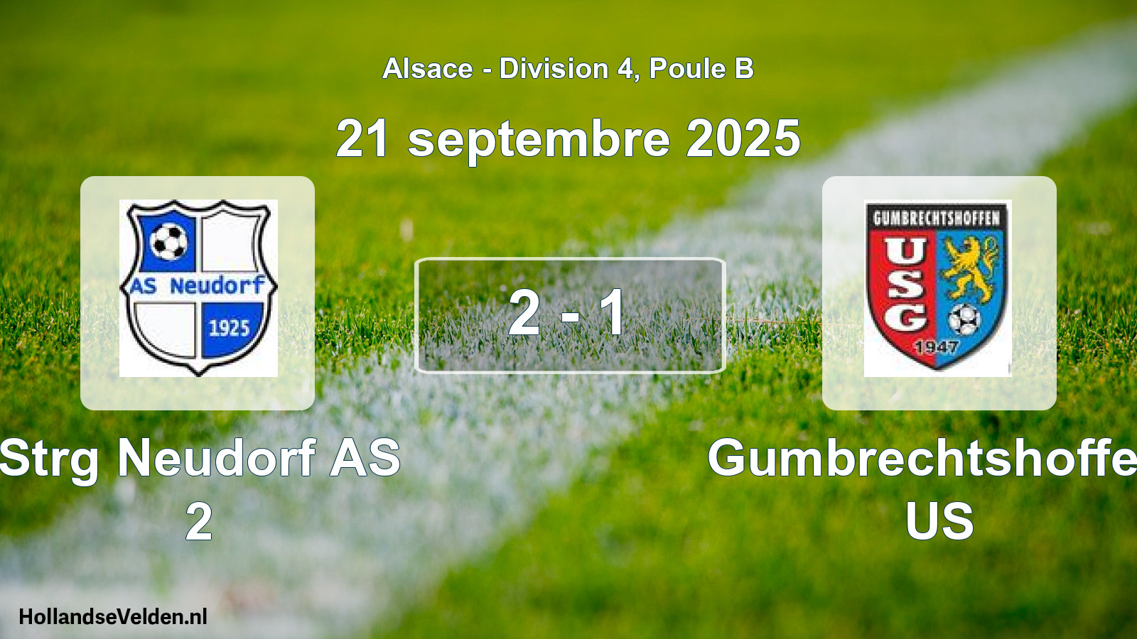 Total number of matches played: Strg Neudorf AS 2 - Gumbrechtshoffen US 2 - 1 (21 September 2025)