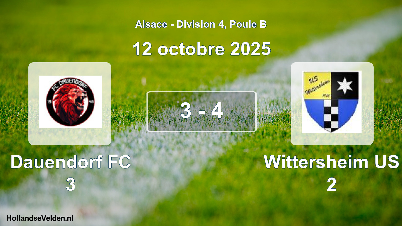 Match joué: Dauendorf FC 3 - Wittersheim US 2 3 - 4 (12 octobre 2025)