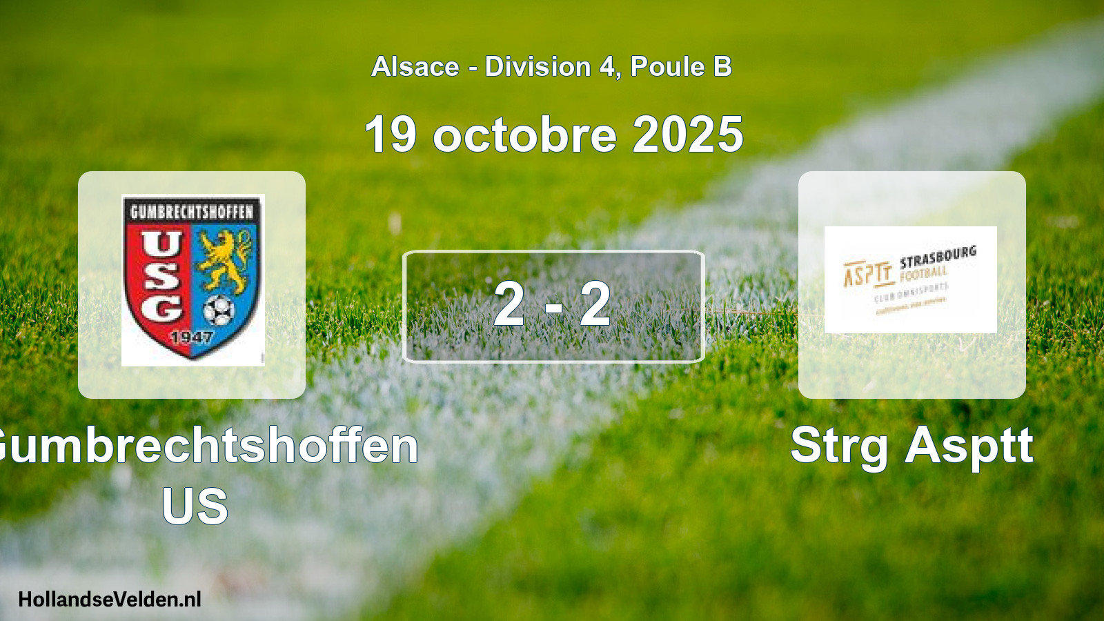 Total number of matches played: Gumbrechtshoffen US - Strg Asptt 2 - 2 (19 October 2025)