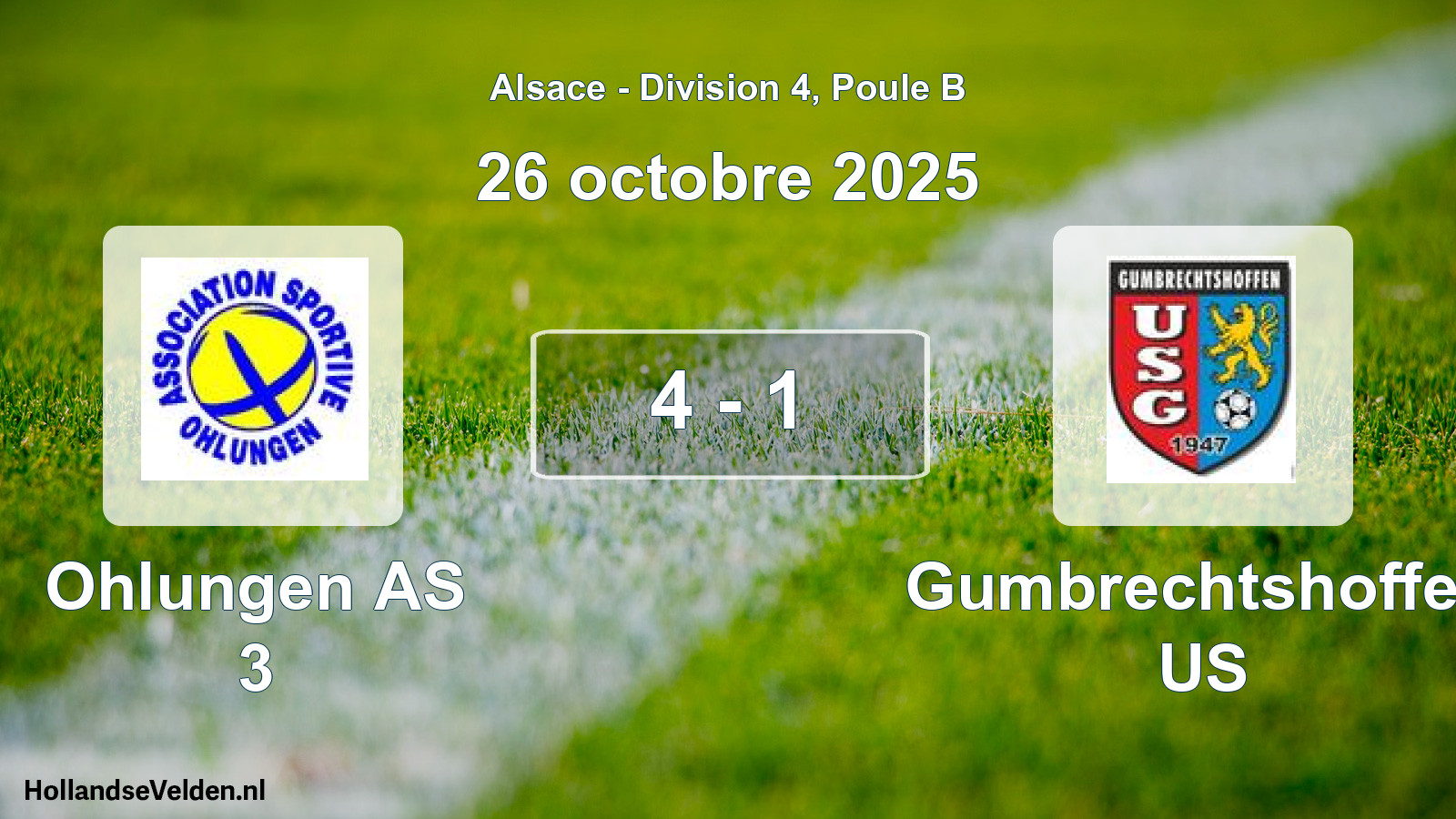 Match joué: Ohlungen AS 3 - Gumbrechtshoffen US 4 - 1 (26 octobre 2025)