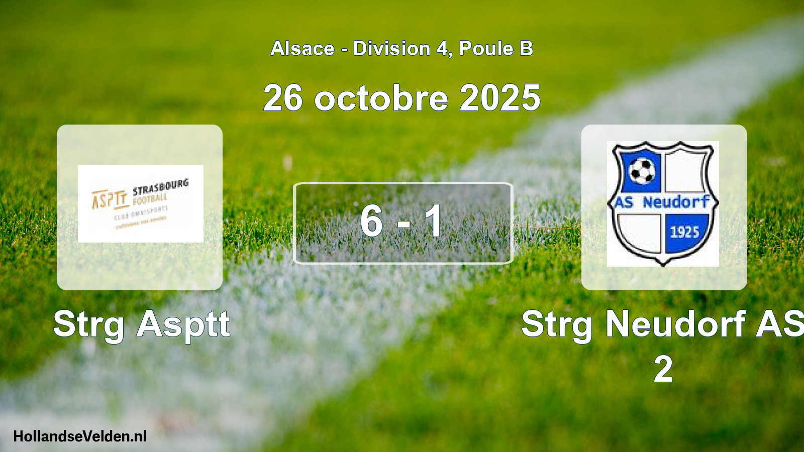 Match joué: Strg Asptt - Strg Neudorf AS 2 6 - 1 (26 octobre 2025)