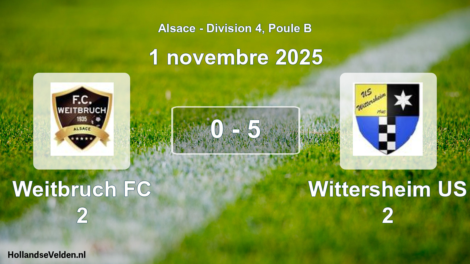 Match joué: Weitbruch FC 2 - Wittersheim US 2 0 - 5 (1 novembre 2025)