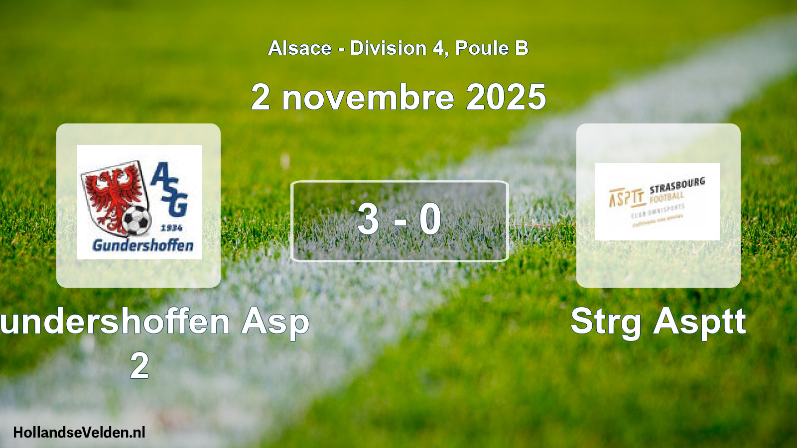 Total number of matches played: Gundershoffen Asp 2 - Strg Asptt 3 - 0 (2 November 2025)