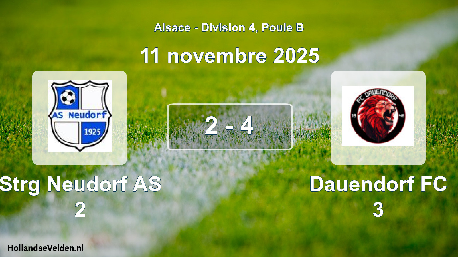 Total number of matches played: Strg Neudorf AS 2 - Dauendorf FC 3 2 - 4 (11 November 2025)