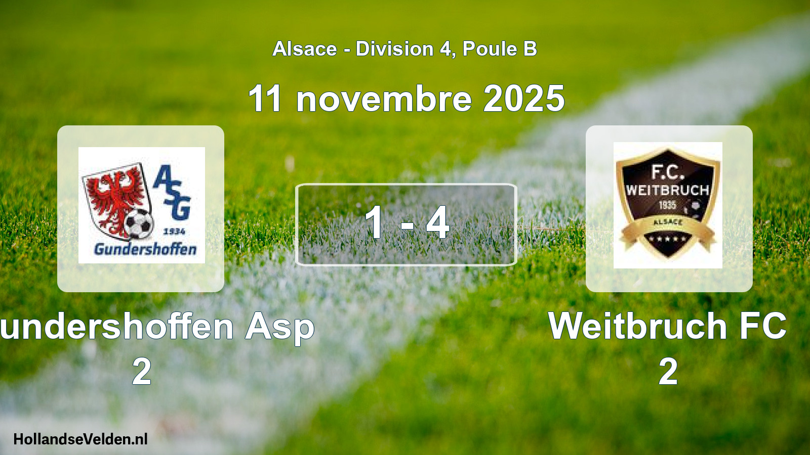 Match joué: Gundershoffen Asp 2 - Weitbruch FC 2 1 - 4 (11 novembre 2025)