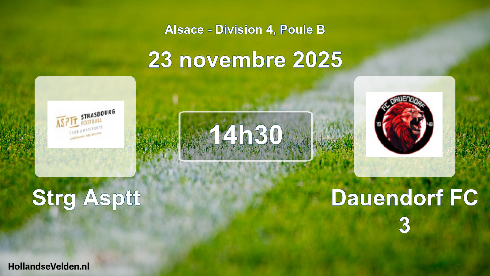 Match programmé: Strg Asptt - Dauendorf FC 3 (23 novembre 2025)