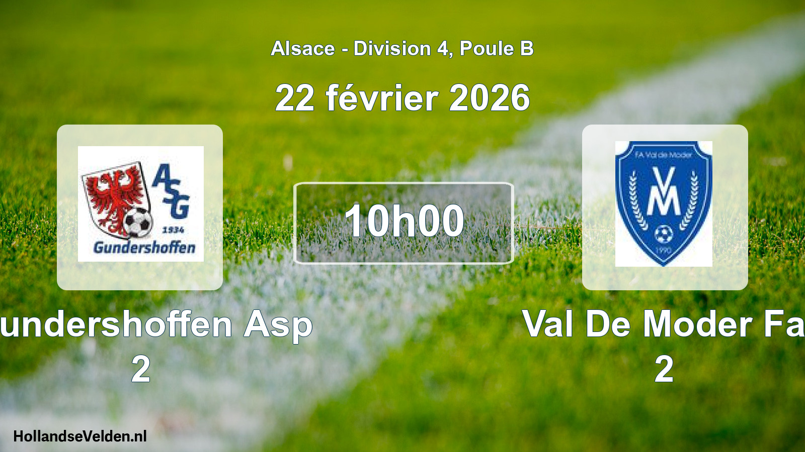 Match programmé: Gundershoffen Asp 2 - Val De Moder Fa 2 (22 février 2026)