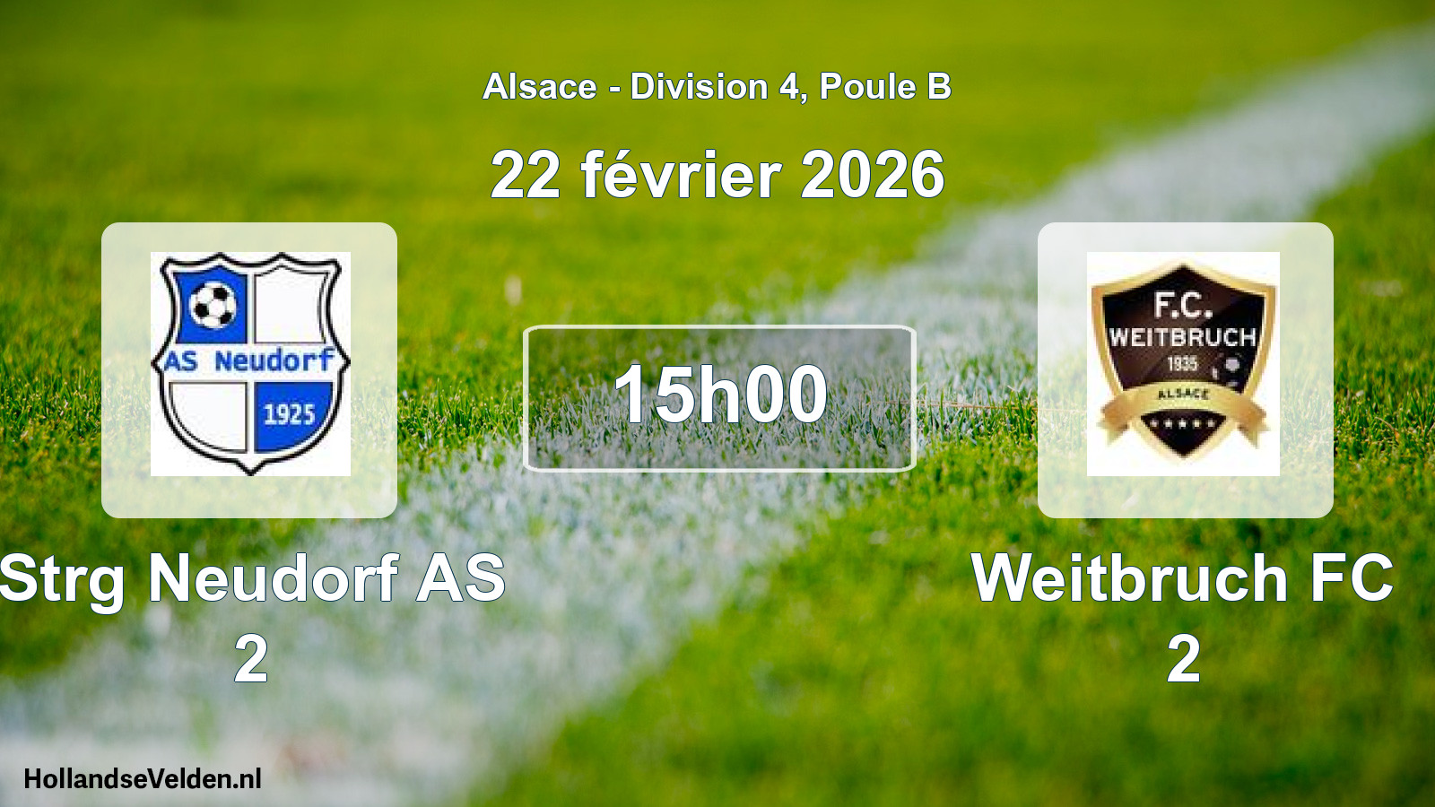 Match programmé: Strg Neudorf AS 2 - Weitbruch FC 2 (22 février 2026)