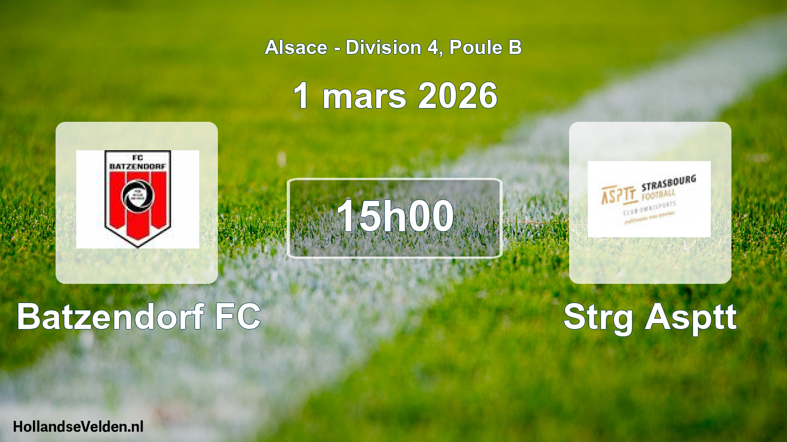Match programmé: Batzendorf FC - Strg Asptt (1 mars 2026)