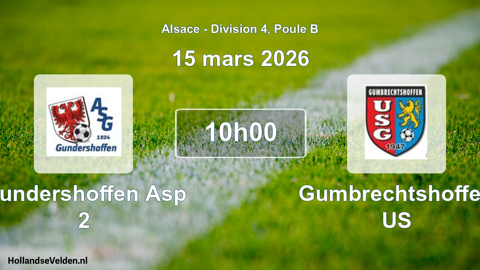 Match programmé: Gundershoffen Asp 2 - Gumbrechtshoffen US (15 mars 2026)