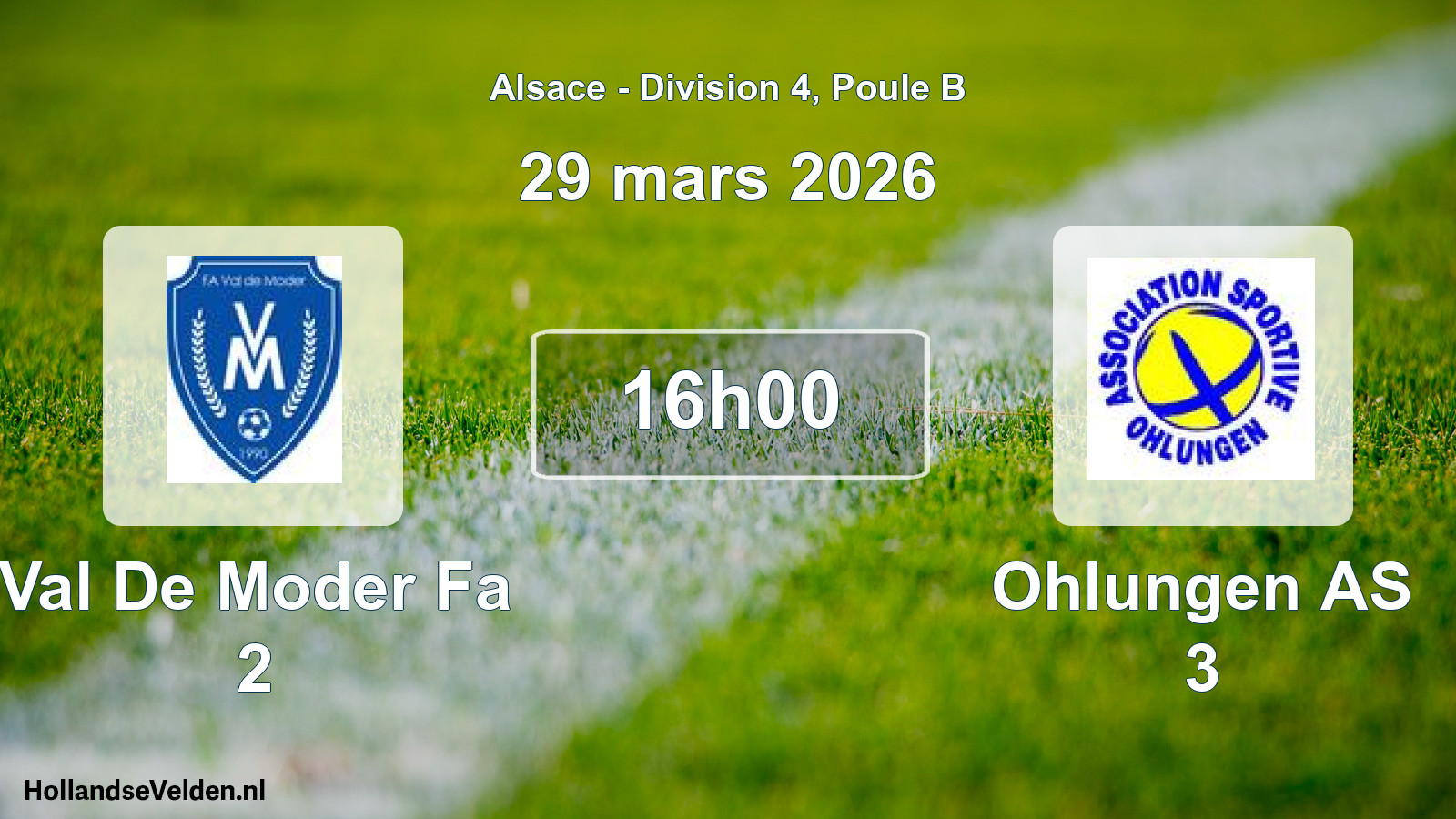 Match programmé: Val De Moder Fa 2 - Ohlungen AS 3 (29 mars 2026)