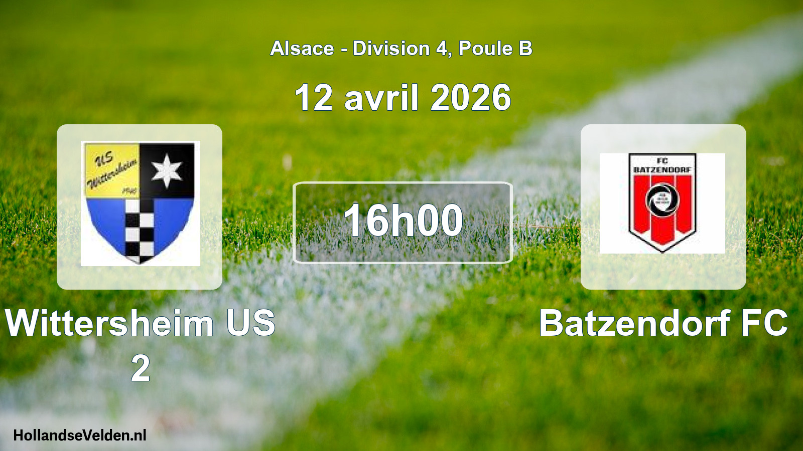 Match programmé: Wittersheim US 2 - Batzendorf FC (12 avril 2026)