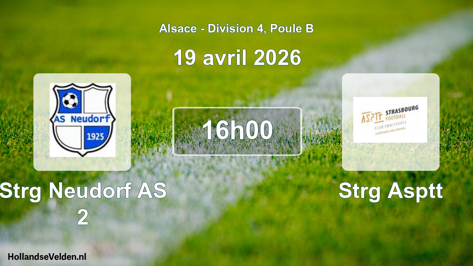 Match programmé: Strg Neudorf AS 2 - Strg Asptt (19 avril 2026)