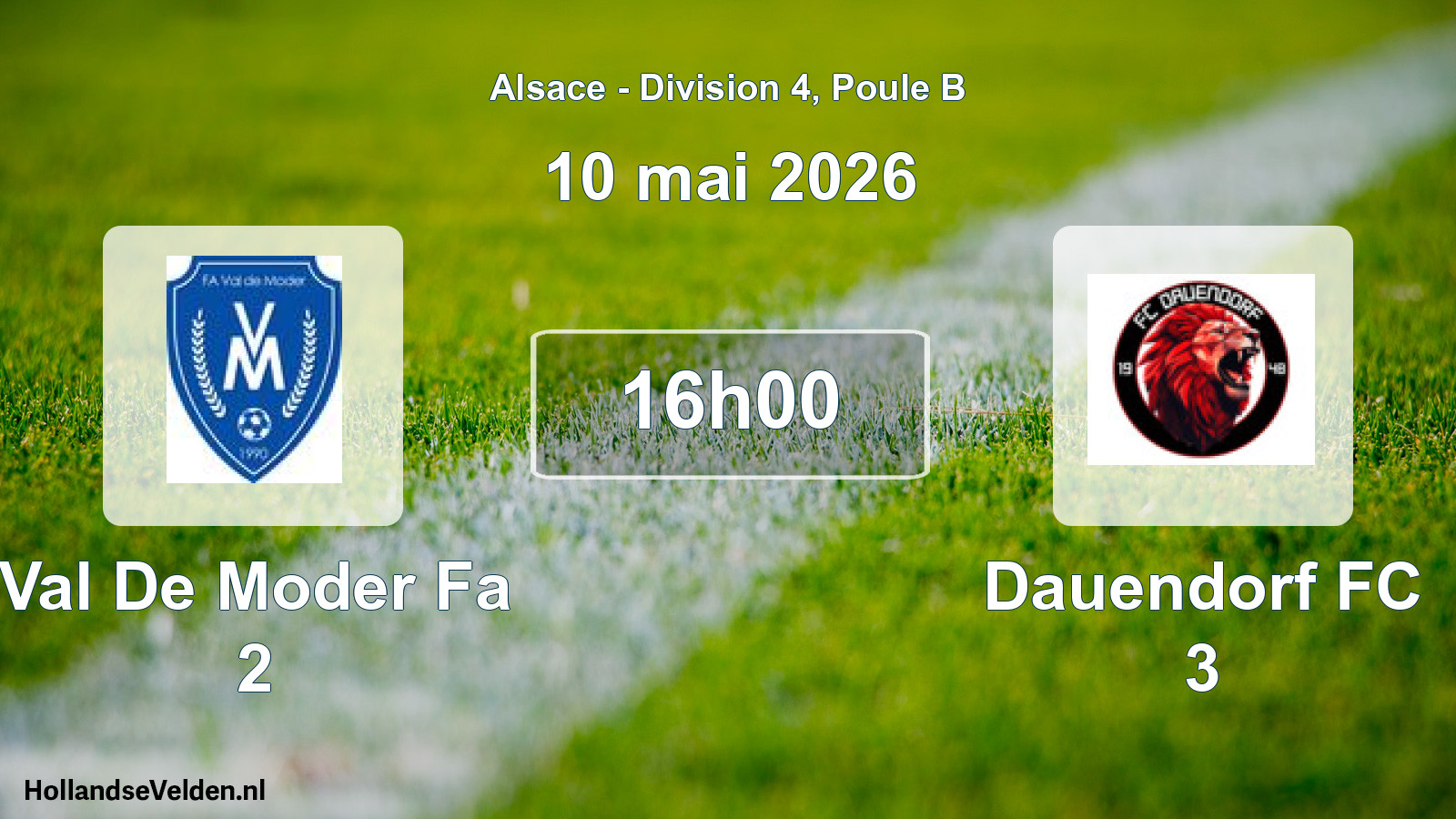 Match programmé: Val De Moder Fa 2 - Dauendorf FC 3 (10 mai 2026)