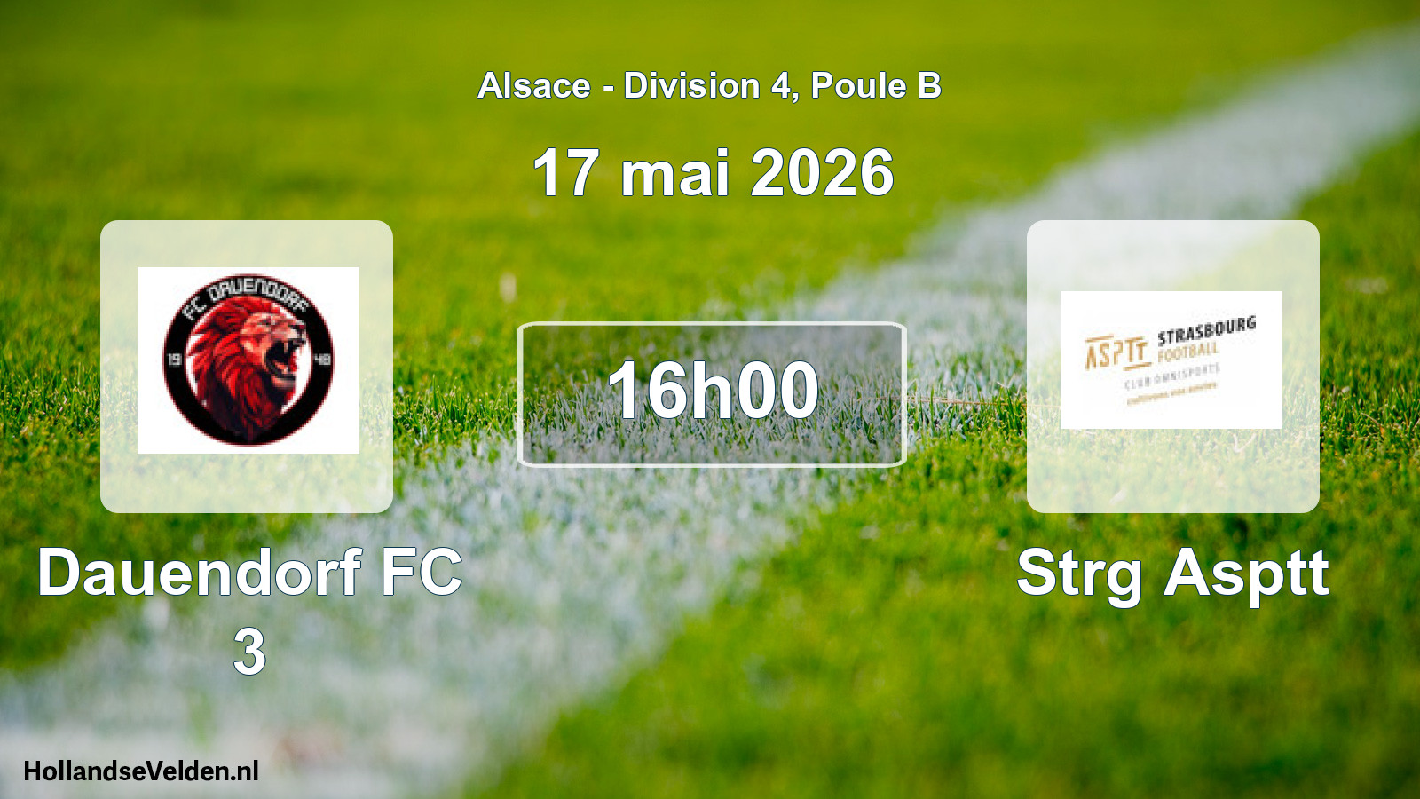 Match programmé: Dauendorf FC 3 - Strg Asptt (17 mai 2026)