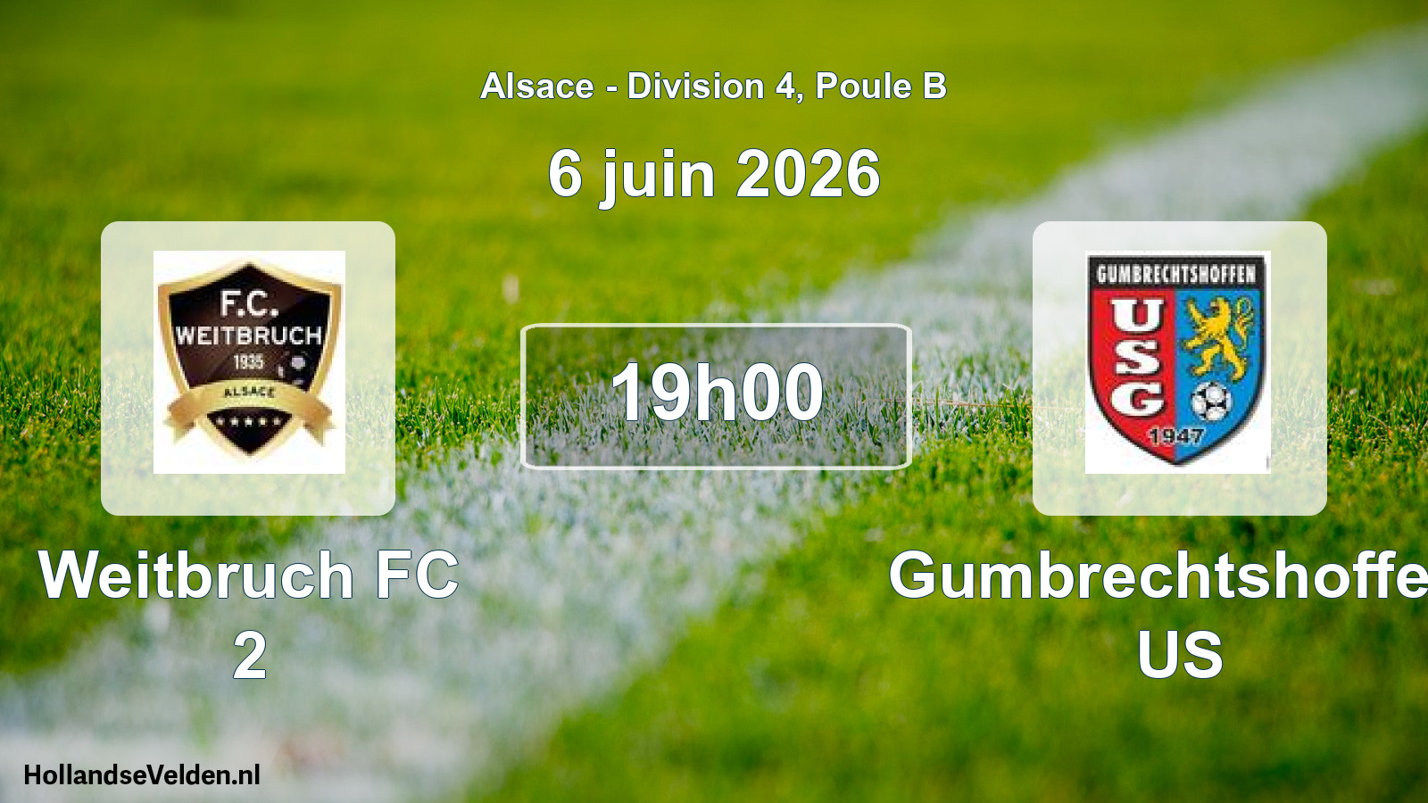 Match programmé: Weitbruch FC 2 - Gumbrechtshoffen US (6 juin 2026)