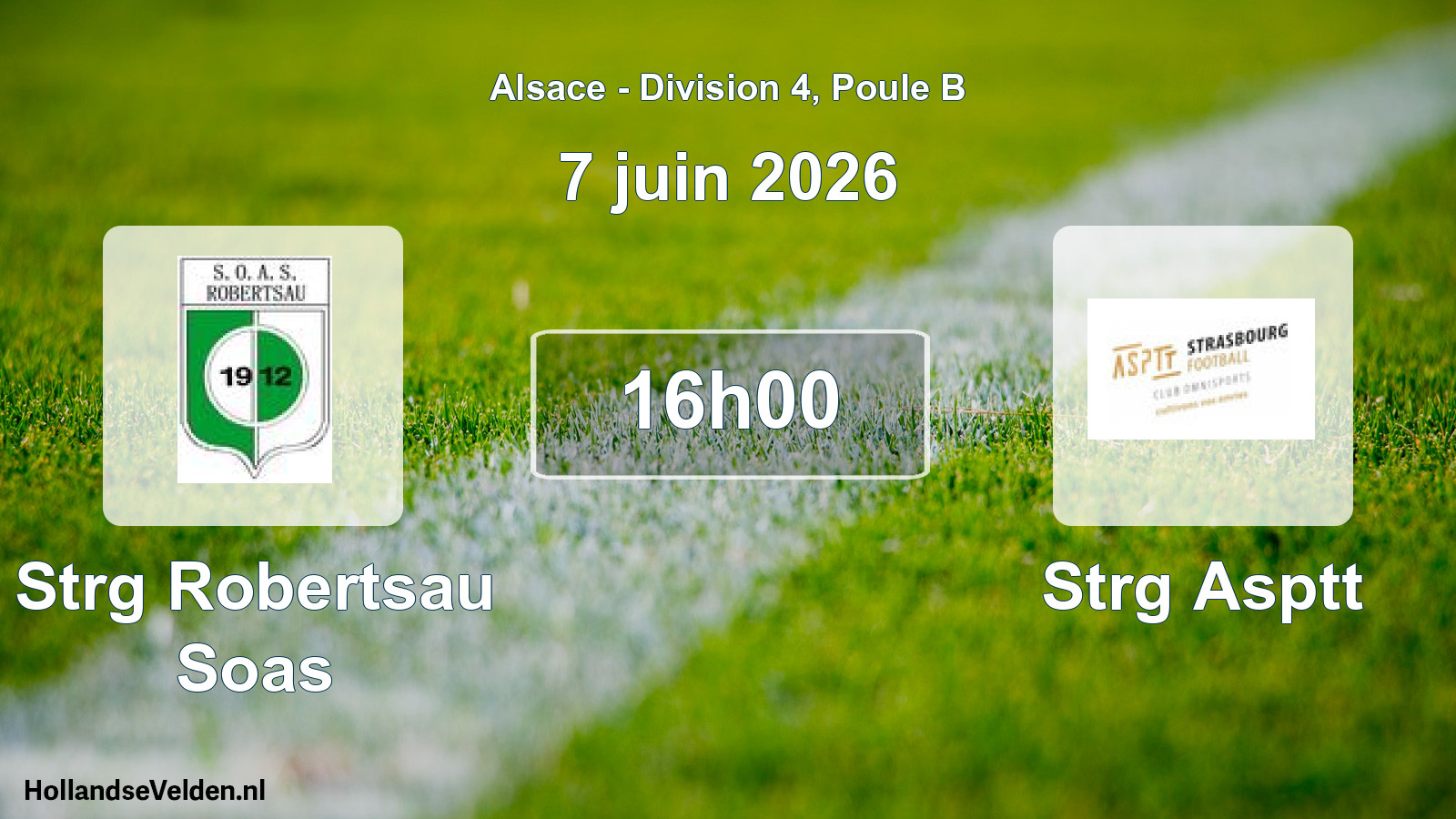 Match programmé: Strg Robertsau Soas - Strg Asptt (7 juin 2026)