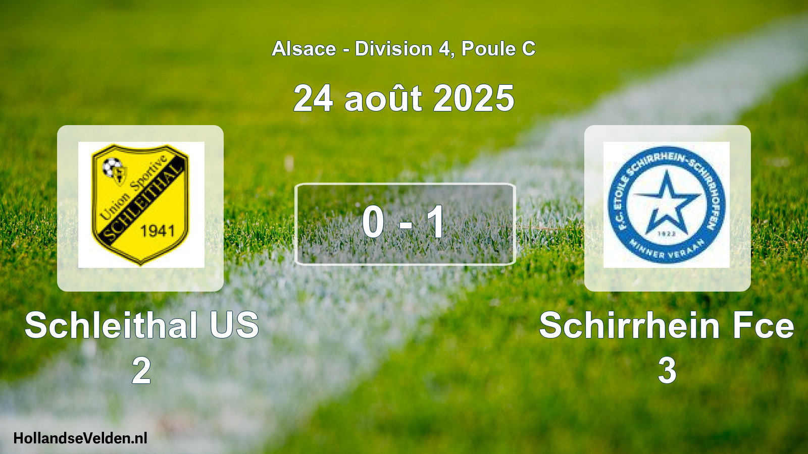 Match joué: Schleithal US 2 - Schirrhein Fce 3 0 - 1 (24 août 2025)