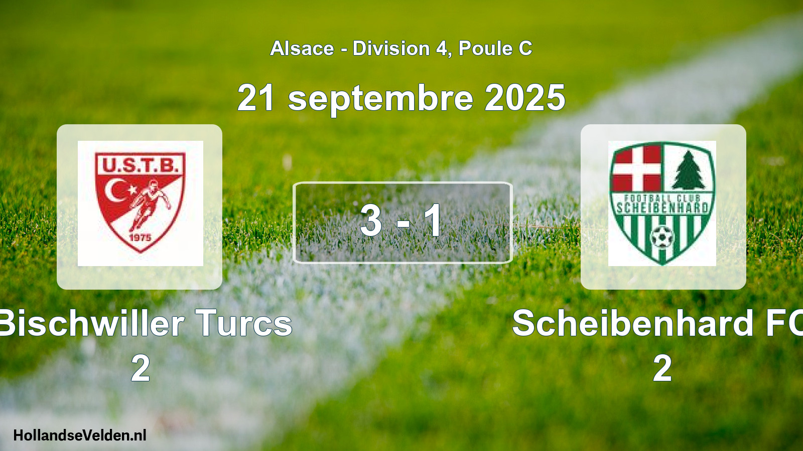 Match joué: Bischwiller Turcs 2 - Scheibenhard FC 2 3 - 1 (21 septembre 2025)