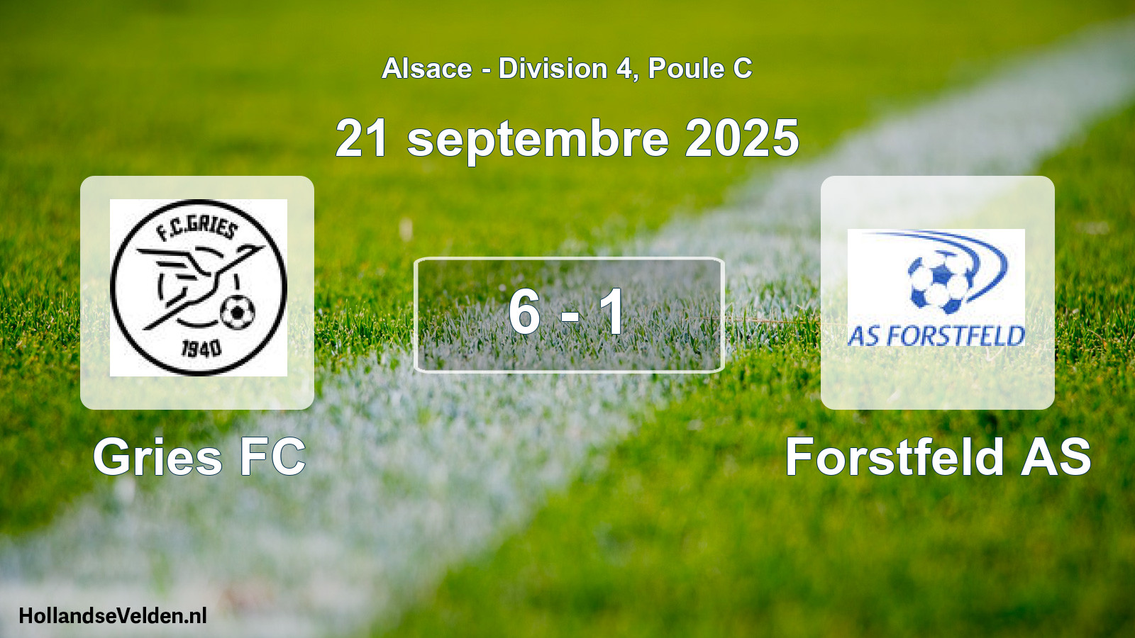 Match joué: Gries FC - Forstfeld AS 6 - 1 (21 septembre 2025)