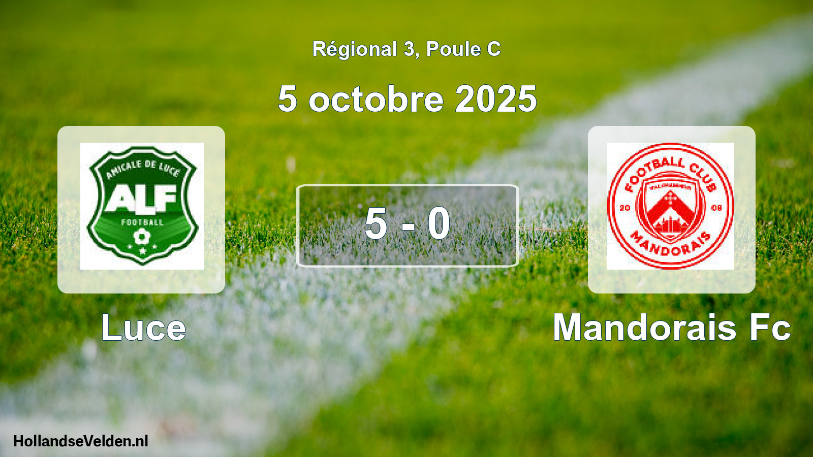 Total number of matches played: Luce - Mandorais Fc 5 - 0 (5 October 2025)